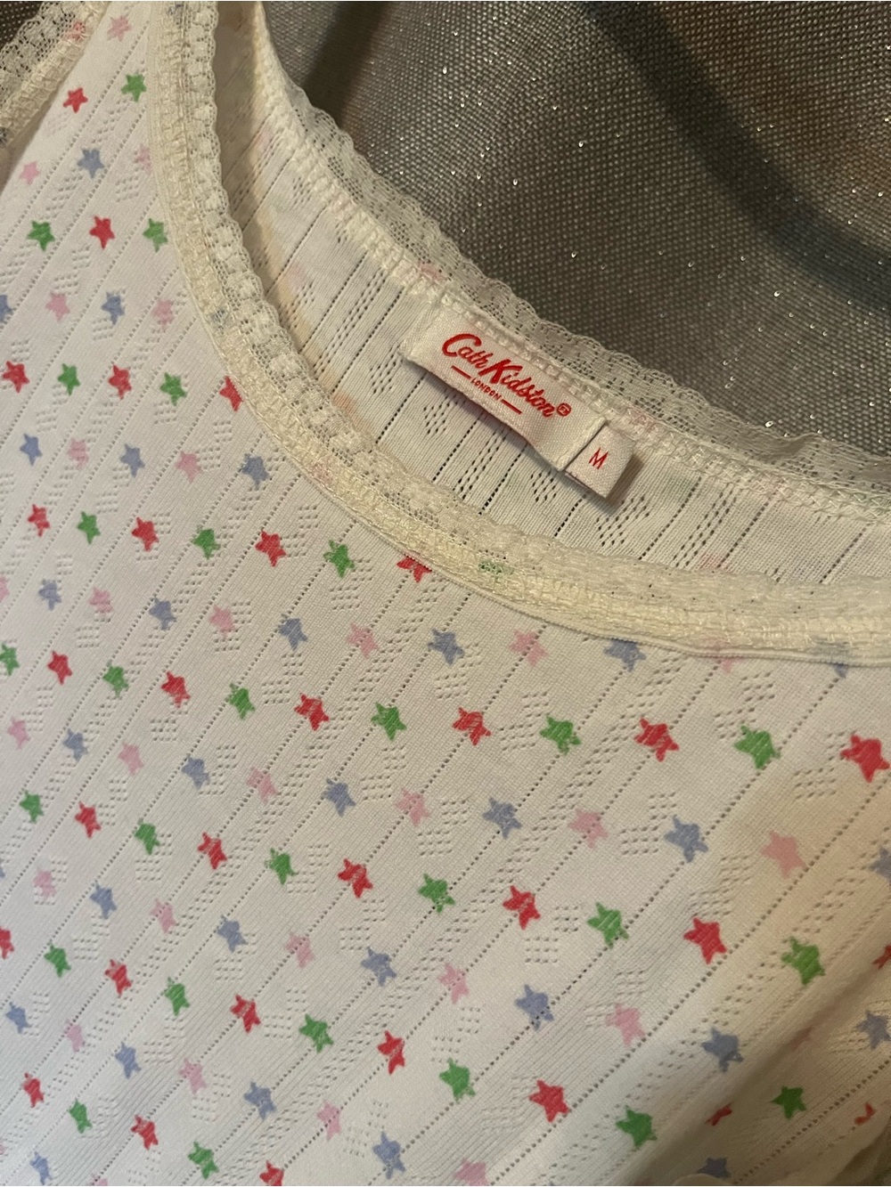 ⭐️VINTAGE⭐️ Cath Kidston Off White Nightgown with Star Print %100 Cotton